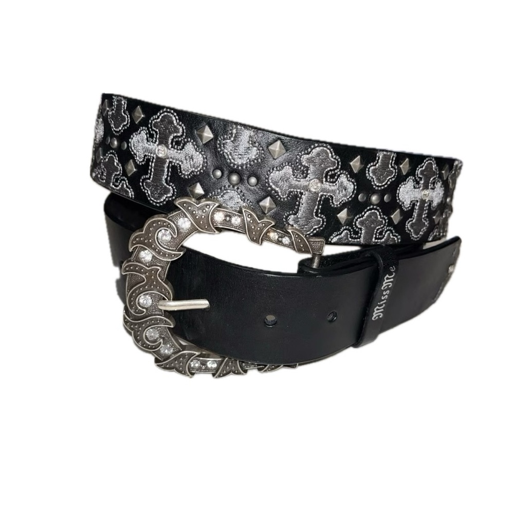 Miss Me Black/Silver Cross Belt Rhinestone Buckle *SOLD*